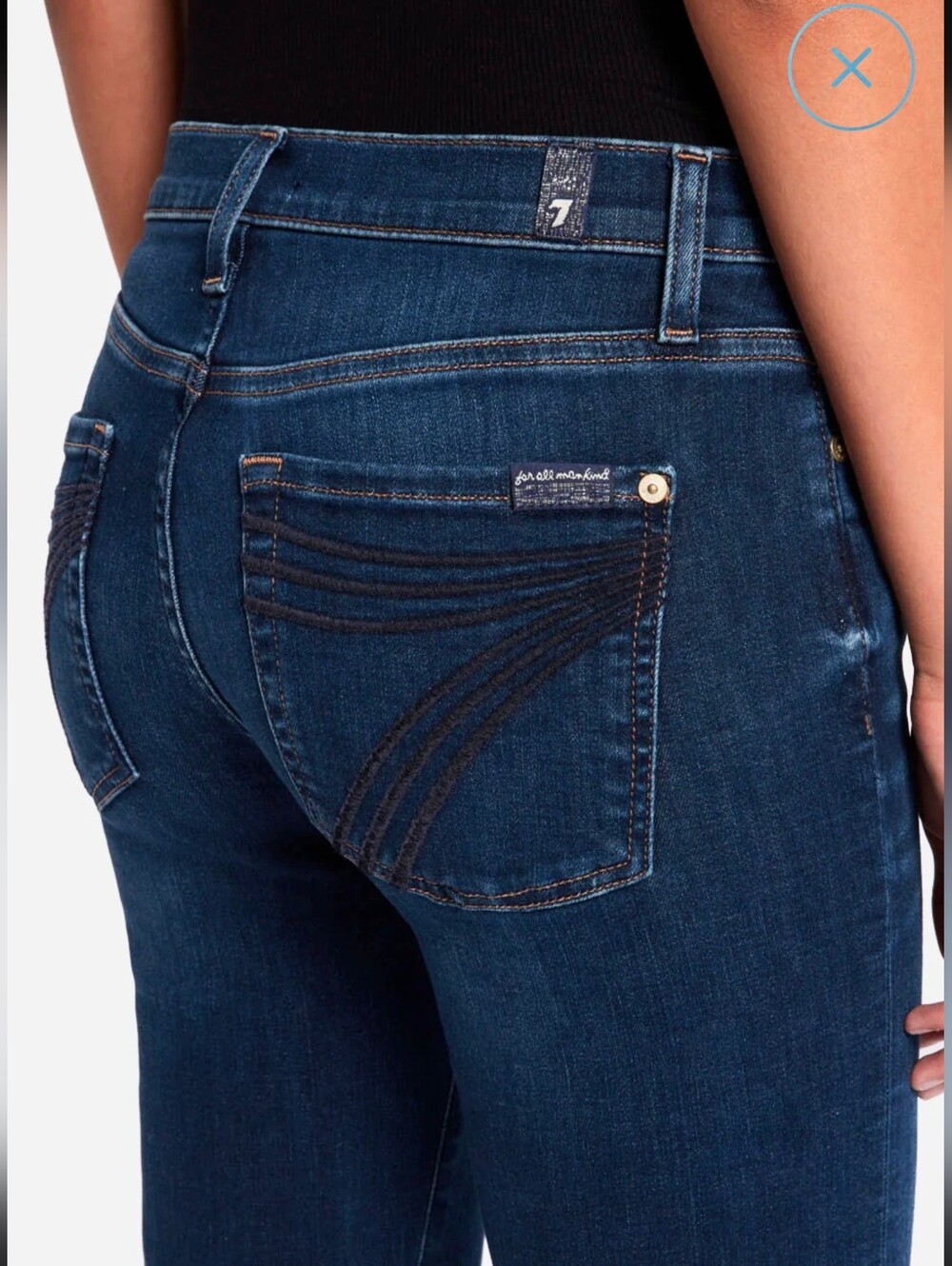 7 For All Mankind Dojo Medium Dark Wash Wide Leg Flare Trouser Jeans Sz 28